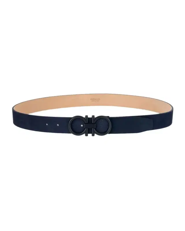 Men 's Suede Gancini-Buckle Belt