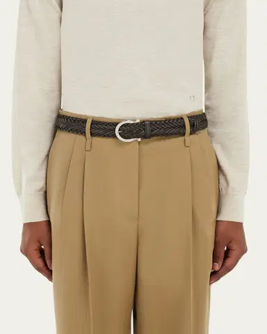 Ferragamo Men's Gancini-Buckle Woven Leather Belt | Thumbnail 2 Ferragamo Men's Gancini-Buckle Woven Leather Belt | Thumbnail 2