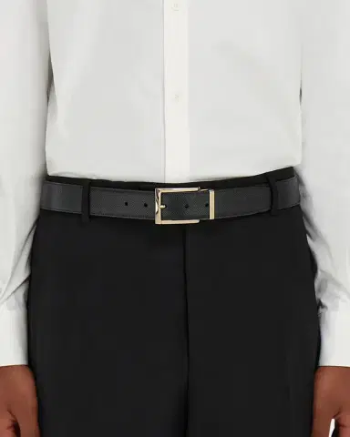 Ferragamo Men's Reversible Hammered Leather Rectangle-Buckle Belt | Thumbnail 2 Ferragamo Men's Reversible Hammered Leather Rectangle-Buckle Belt | Thumbnail 2