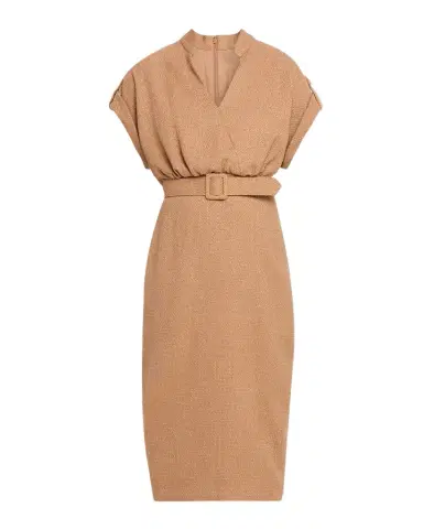 Badgley Mischka Belted Bodycon Tweed Midi Dress | Thumbnail 1