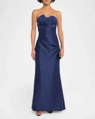 Badgley Mischka Strapless Mikado Trumpet Gown | Thumbnail 2 Badgley Mischka Strapless Mikado Trumpet Gown | Thumbnail 2