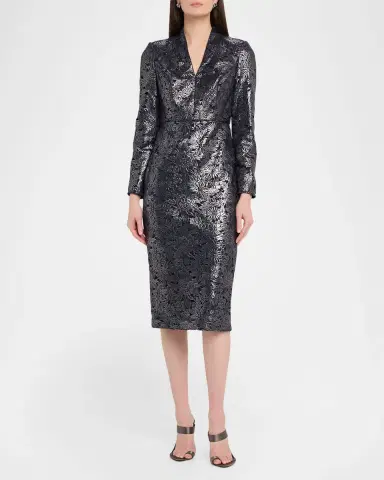 Badgley Mischka Metallic Floral Lace Midi Sheath Dress | Thumbnail 2 Badgley Mischka Metallic Floral Lace Midi Sheath Dress | Thumbnail 2