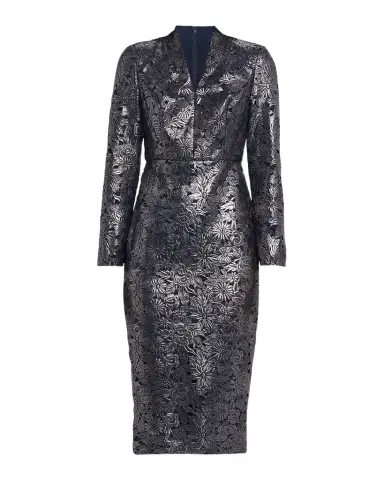 Badgley Mischka Metallic Floral Lace Midi Sheath Dress | Thumbnail 1 Badgley Mischka Metallic Floral Lace Midi Sheath Dress | Thumbnail 1