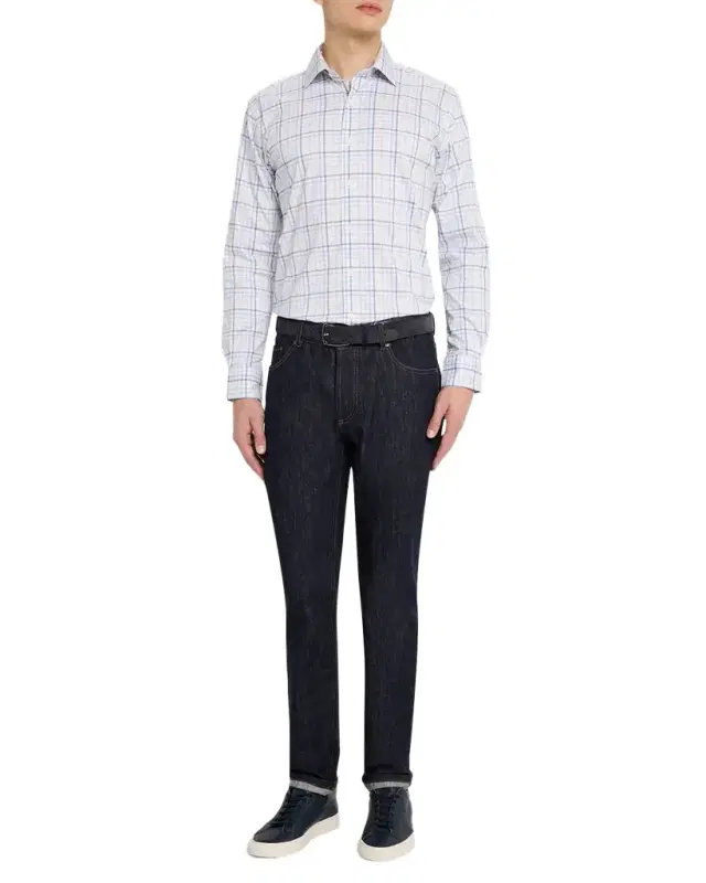 Men 's Warren Crown Lite Cotton-Stretch Plaid Sport Shirt