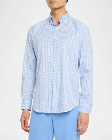 Peter Millar Men 's Calvin Crown Lite Plaid Stretch Cotton Sport Shirt | Thumbnail 3