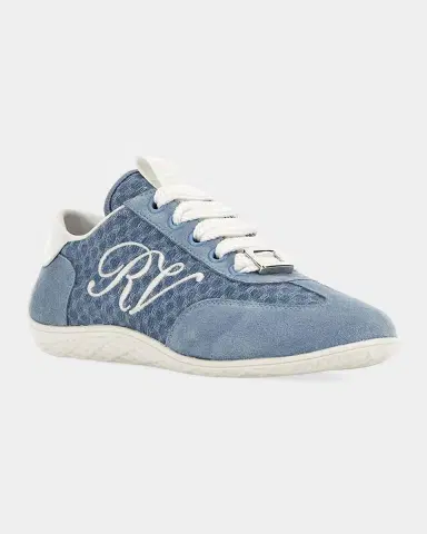 Roger Vivier Viv Canvas and Suede Low-Top Sneakers | Thumbnail 4 Roger Vivier Viv Canvas and Suede Low-Top Sneakers | Thumbnail 4