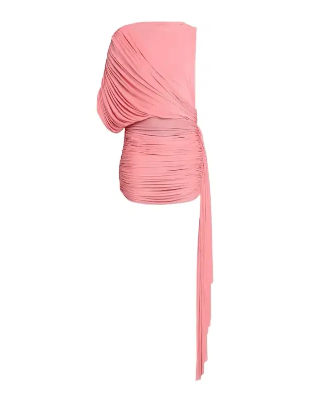Asymmetric Draped Jersey Mini Dress