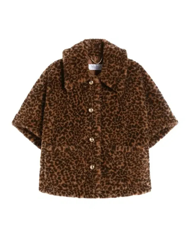 Leopard-Print Alpaca-Blend Teddy Cape