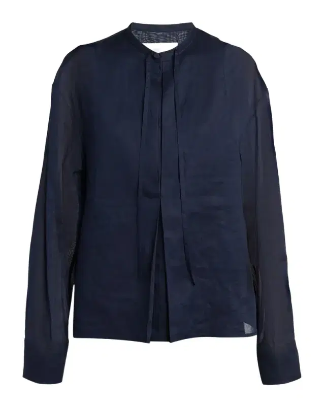 Glass Cotton Organza Long-Sleeve Blouse