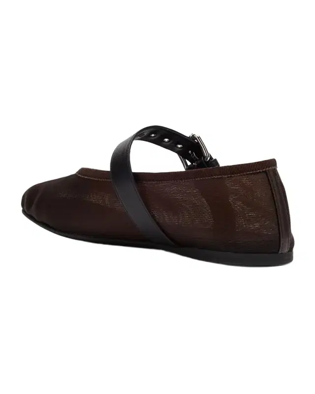 Mesh Buckle Mary-Jane Ballerina Flats