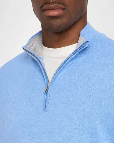 Peter Millar Men's Coolspun Lite Cotton Quarter-Zip Sweater | Thumbnail 4 Peter Millar Men's Coolspun Lite Cotton Quarter-Zip Sweater | Thumbnail 4