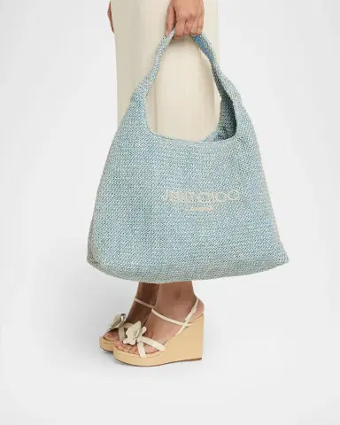 Jimmy Choo Beach Diamond Raffia Hobo Bag | Thumbnail 2 Jimmy Choo Beach Diamond Raffia Hobo Bag | Thumbnail 2