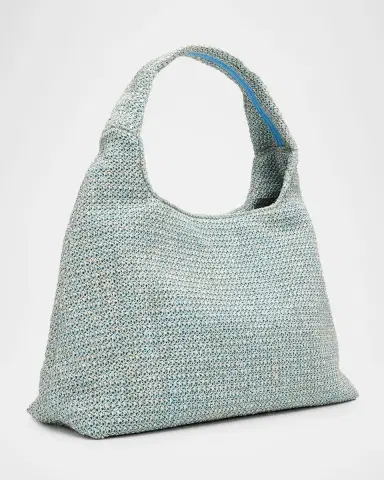 Jimmy Choo Beach Diamond Raffia Hobo Bag | Thumbnail 3 Jimmy Choo Beach Diamond Raffia Hobo Bag | Thumbnail 3