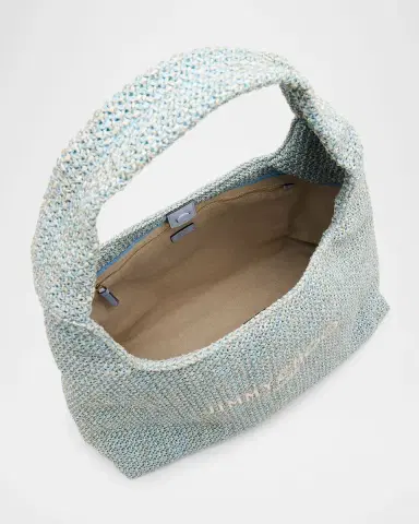 Jimmy Choo Beach Diamond Raffia Hobo Bag | Thumbnail 4 Jimmy Choo Beach Diamond Raffia Hobo Bag | Thumbnail 4