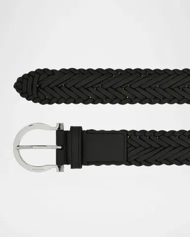 Ferragamo Men's Gancini-Buckle Woven Leather Belt | Thumbnail 3 Ferragamo Men's Gancini-Buckle Woven Leather Belt | Thumbnail 3