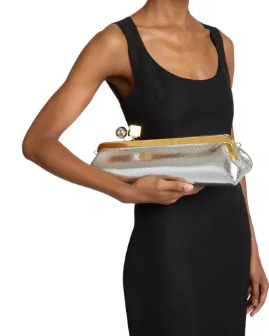Jacquemus La Pochette Salon Snakeskin-Embossed Leather Clutch Bag | Thumbnail 1 Jacquemus La Pochette Salon Snakeskin-Embossed Leather Clutch Bag | Thumbnail 1