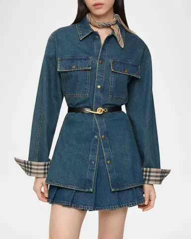 Burberry Dakota Check-Cuff Denim Button-Down Shirt | Thumbnail 2 Burberry Dakota Check-Cuff Denim Button-Down Shirt | Thumbnail 2