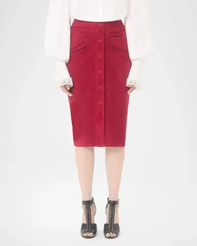 Valentino Garavani Ruched Suede Skirt | Thumbnail 3 Valentino Garavani Ruched Suede Skirt | Thumbnail 3