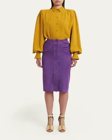 Valentino Garavani Ruched Suede Skirt | Thumbnail 7 Valentino Garavani Ruched Suede Skirt | Thumbnail 7