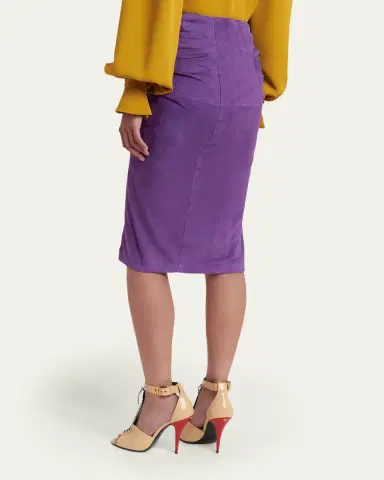 Valentino Garavani Ruched Suede Skirt | Thumbnail 8 Valentino Garavani Ruched Suede Skirt | Thumbnail 8