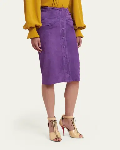 Valentino Garavani Ruched Suede Skirt | Thumbnail 9 Valentino Garavani Ruched Suede Skirt | Thumbnail 9