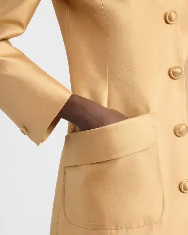 Valentino Garavani Bow-Neck Mikado Silk Single-Breasted Coat | Thumbnail 5
