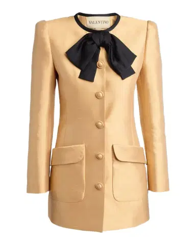 Valentino Garavani Bow-Neck Mikado Silk Single-Breasted Coat | Thumbnail 1