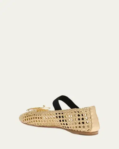 Miu Miu Metallic Leather Crochet Ballerina Flats | Thumbnail 5