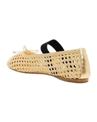 Miu Miu Metallic Leather Crochet Ballerina Flats | Thumbnail 1