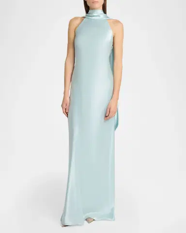 Talbot Runhof Pope Crepe Satin Halter Gown | Thumbnail 4 Talbot Runhof Pope Crepe Satin Halter Gown | Thumbnail 4