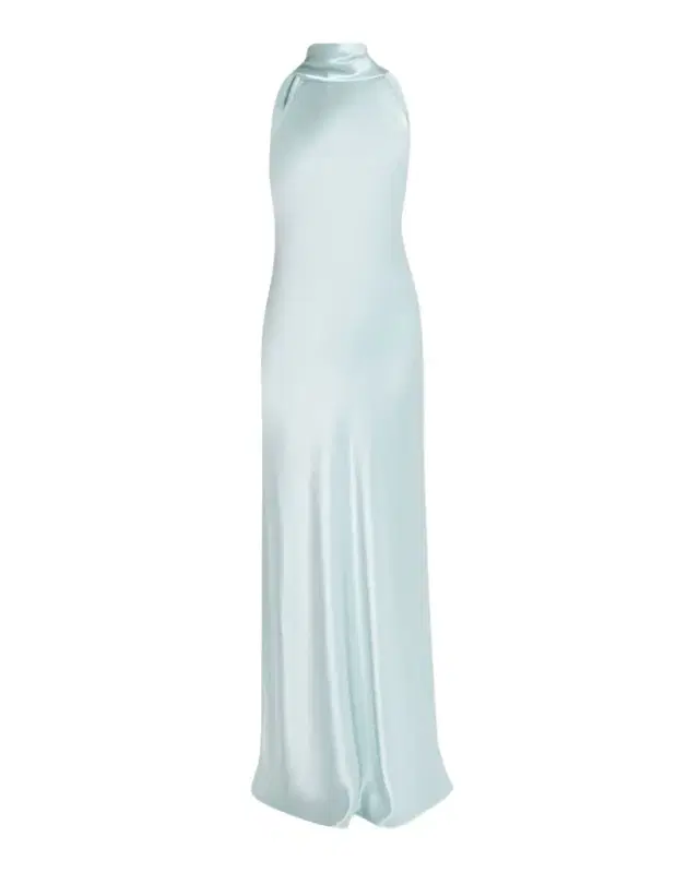Pope Crepe Satin Halter Gown