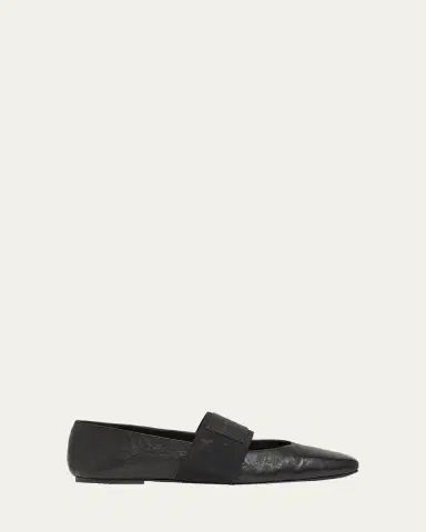 Givenchy Sliced Square Textured Leather Square-Toe Ballerina Flats | Thumbnail 6