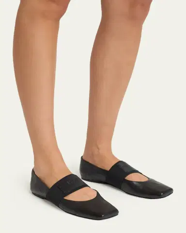 Givenchy Sliced Square Textured Leather Square-Toe Ballerina Flats | Thumbnail 7