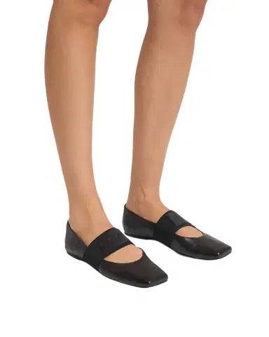 Givenchy Sliced Square Textured Leather Square-Toe Ballerina Flats | Thumbnail 1