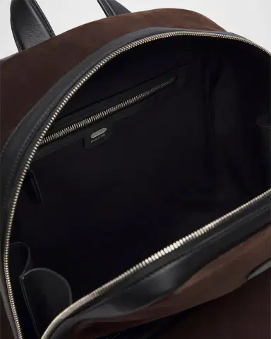 Brioni Men's Leather-Trim Suede Backpack | Thumbnail 4 Brioni Men's Leather-Trim Suede Backpack | Thumbnail 4
