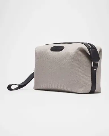 Brioni Men's Canvas and Leather Via Veneto Zip Pouch | Thumbnail 2 Brioni Men's Canvas and Leather Via Veneto Zip Pouch | Thumbnail 2