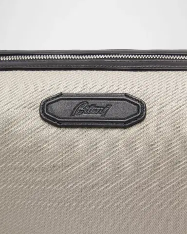 Brioni Men's Canvas and Leather Via Veneto Zip Pouch | Thumbnail 5 Brioni Men's Canvas and Leather Via Veneto Zip Pouch | Thumbnail 5