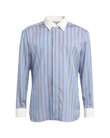 Tom Ford Men's Stripe Silk Contrast-Trim Sport Shirt | Thumbnail 1 Tom Ford Men's Stripe Silk Contrast-Trim Sport Shirt | Thumbnail 1