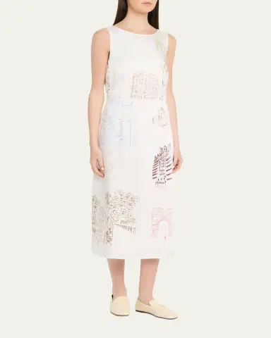 Lafayette 148 New York Sleeveless Manhattan-Print Midi Shift Dress | Thumbnail 5 Lafayette 148 New York Sleeveless Manhattan-Print Midi Shift Dress | Thumbnail 5