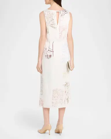 Lafayette 148 New York Sleeveless Manhattan-Print Midi Shift Dress | Thumbnail 9 Lafayette 148 New York Sleeveless Manhattan-Print Midi Shift Dress | Thumbnail 9