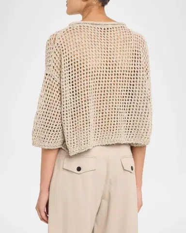 Lafayette 148 New York Oversized Open-Stitch Crop Sweater | Thumbnail 3 Lafayette 148 New York Oversized Open-Stitch Crop Sweater | Thumbnail 3
