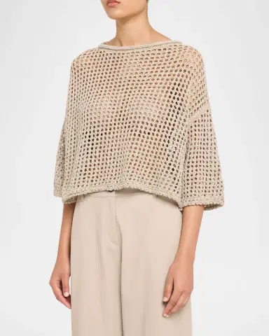 Lafayette 148 New York Oversized Open-Stitch Crop Sweater | Thumbnail 4 Lafayette 148 New York Oversized Open-Stitch Crop Sweater | Thumbnail 4