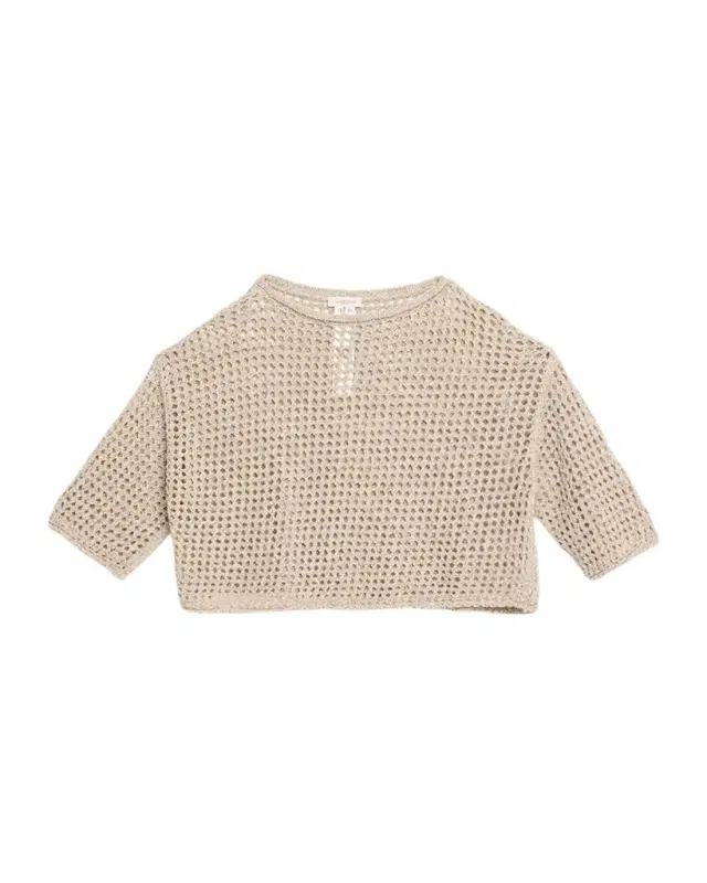 Oversized Open-Stitch Crop Sweater