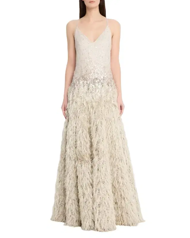 Dazzling Dégradé Silk Fil Coupé Maxi Dress