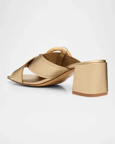 PEDRO GARCIA Uxia Metallic Leather Block-Heel Sandals | Thumbnail 4