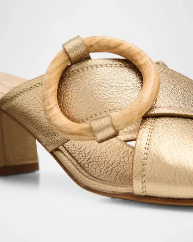 PEDRO GARCIA Uxia Metallic Leather Block-Heel Sandals | Thumbnail 5