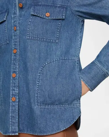 Lafayette 148 New York Chambray Patch Pocket Shirt | Thumbnail 4 Lafayette 148 New York Chambray Patch Pocket Shirt | Thumbnail 4