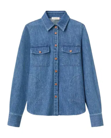 Lafayette 148 New York Chambray Patch Pocket Shirt | Thumbnail 1 Lafayette 148 New York Chambray Patch Pocket Shirt | Thumbnail 1
