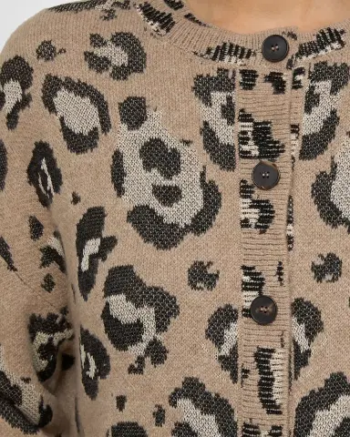 Lafayette 148 New York Leopard Jacquard-Knit Cardigan | Thumbnail 3 Lafayette 148 New York Leopard Jacquard-Knit Cardigan | Thumbnail 3