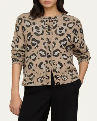 Lafayette 148 New York Leopard Jacquard-Knit Cardigan | Thumbnail 6 Lafayette 148 New York Leopard Jacquard-Knit Cardigan | Thumbnail 6